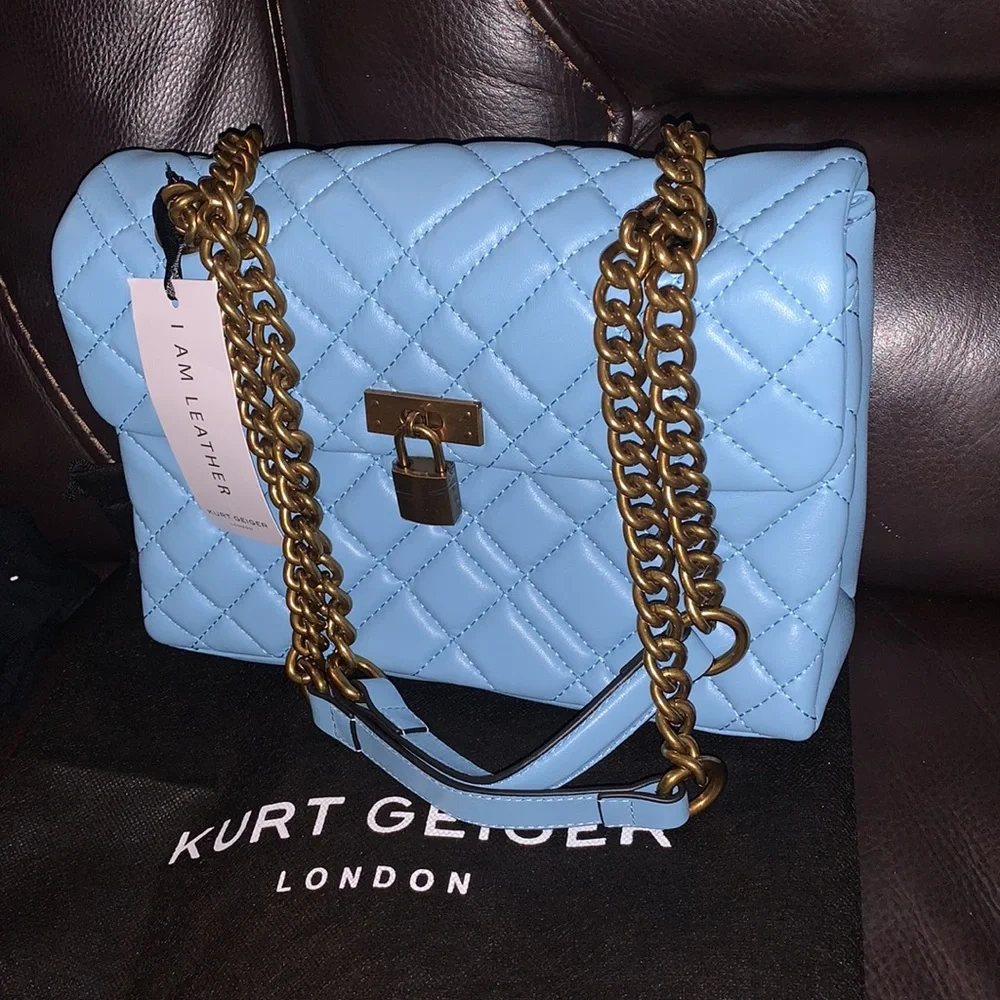 NWT Kurt Geiger London brixton lock a quilted leather adjustable shoulderstrap